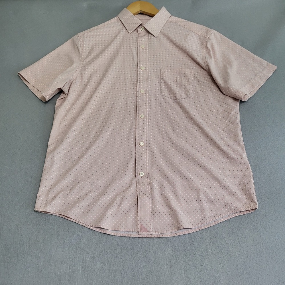 UNTUCKit Brenner Short Sleeve Button Down Performance Shirt Polka Dot Men's M
